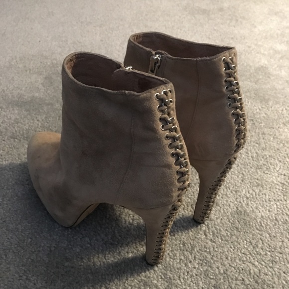 Vince Camuto taupe suede heel booties - Picture 3 of 6